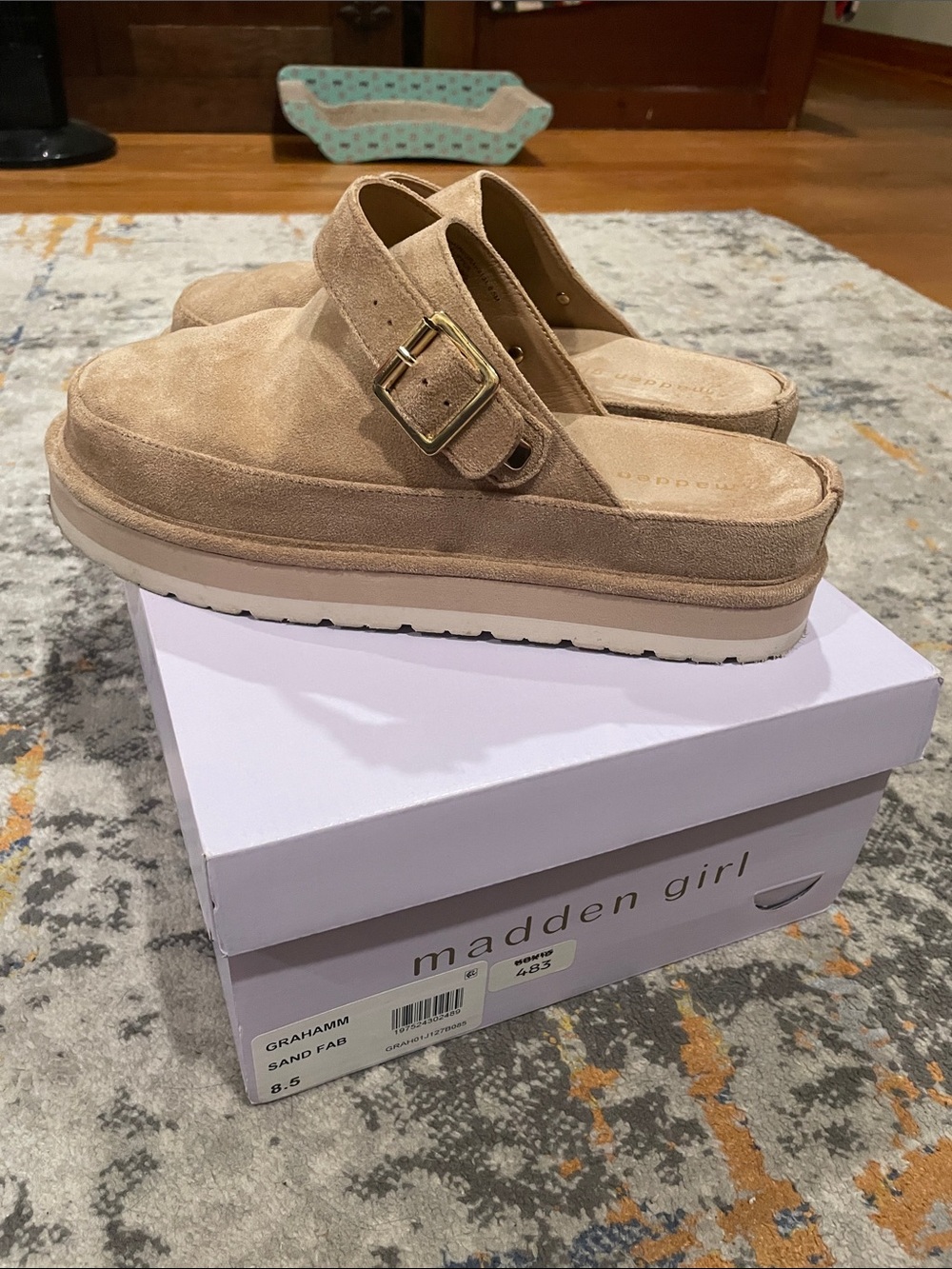 Madden Girl Sand Suede Platform Mule with Buckle